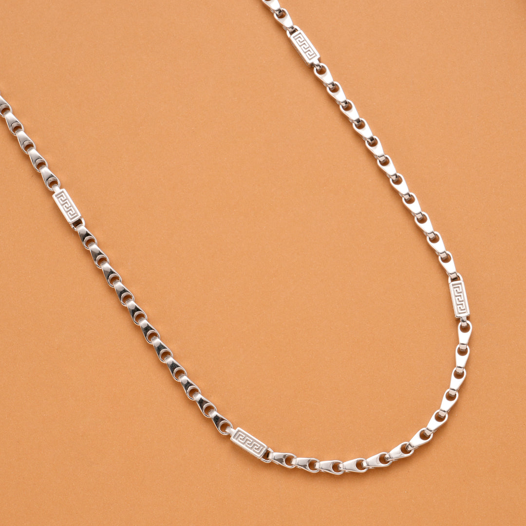 Ethnic Bold Nawabi Style Men’s Silver Chain