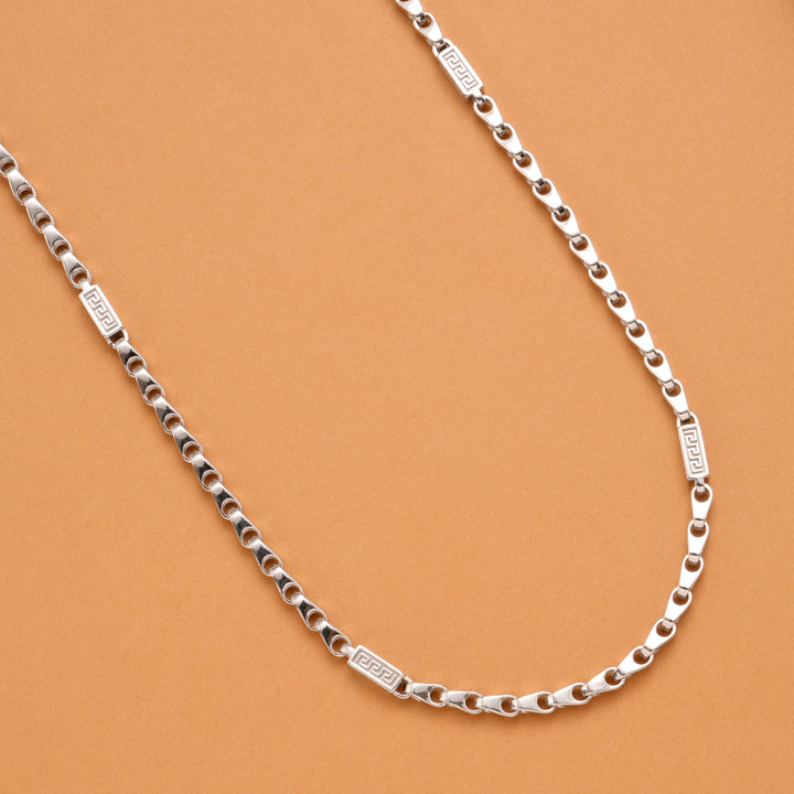 Ethnic Bold Nawabi Style Men’s Silver Chain