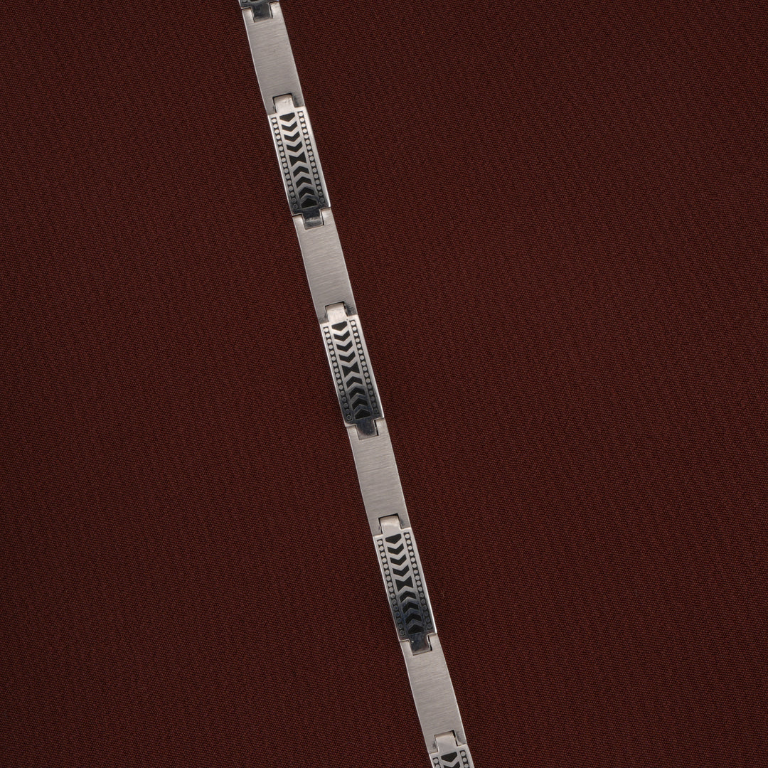 Maze Link Design Silver Bracelet