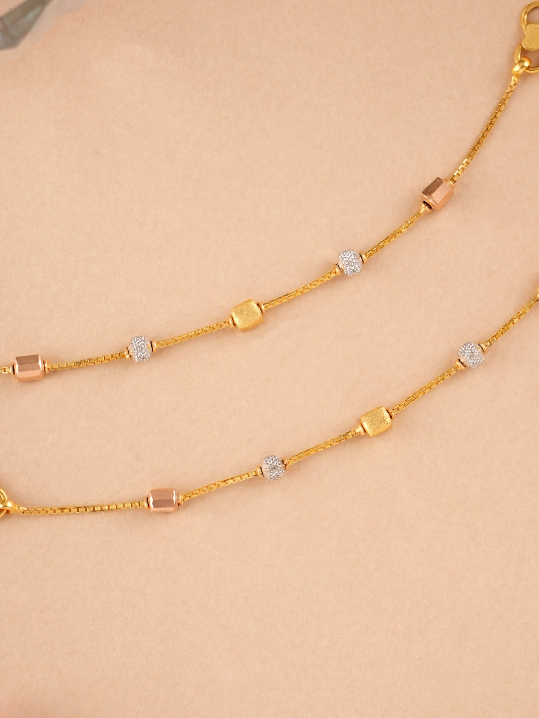Tri-Toned Beads Gold Anklet for Kids