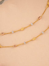Tri-Toned Beads Gold Anklet for Kids