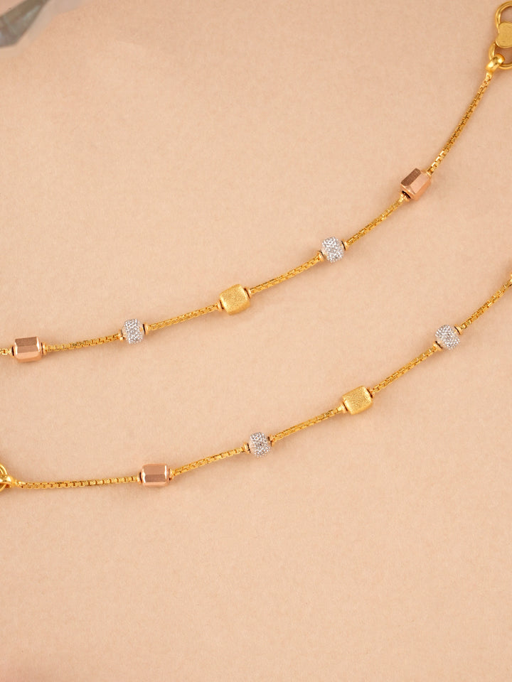 Tri-Toned Beads Gold Anklet for Kids