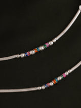 Traditional Luminous Silver Beads Anklet
