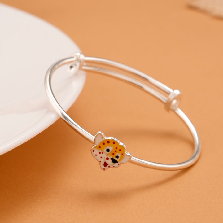 Tiny Dog Charm Silver Baby Bangle
