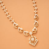 Blooming Flower Paisley Leaf Golden Necklace