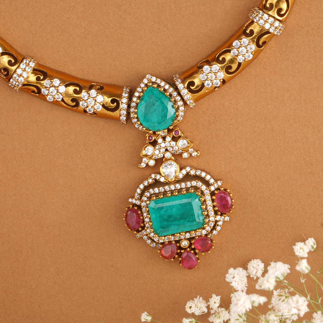 Elegant Ruby and Emerald Swarovski Necklace