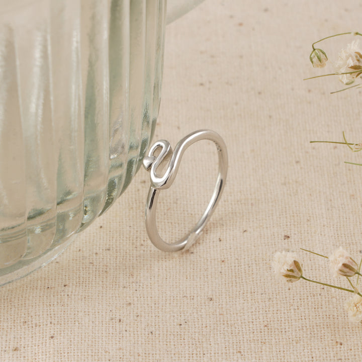 Unique Heart Curve Shape Silver Baby Ring