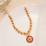 Classic Circular Ruby Necklace Set