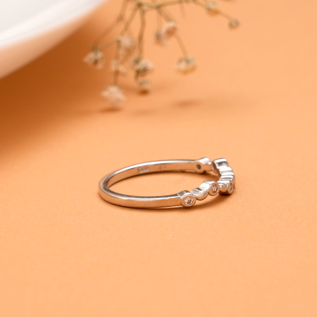 Bezel Set Bubble Band Silver Ring