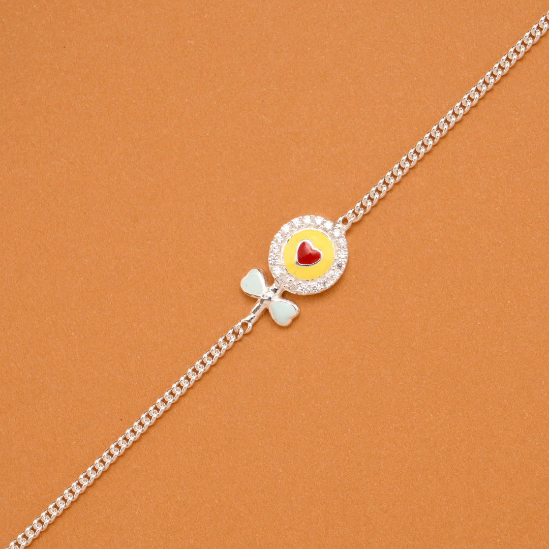 Minimal Sun Flower Charm Silver Baby Bracelet