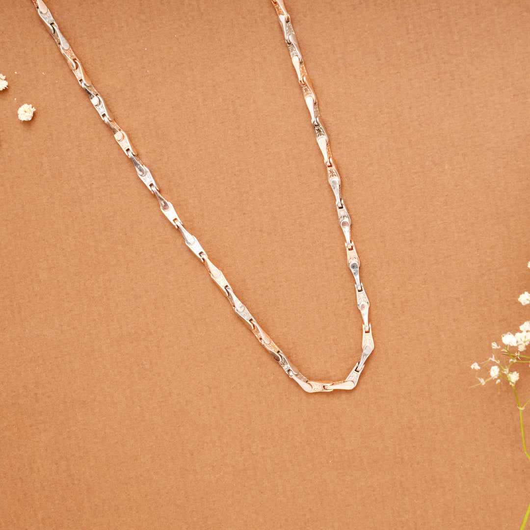 Ethnic Double Tone Link Silver Men’s Chain