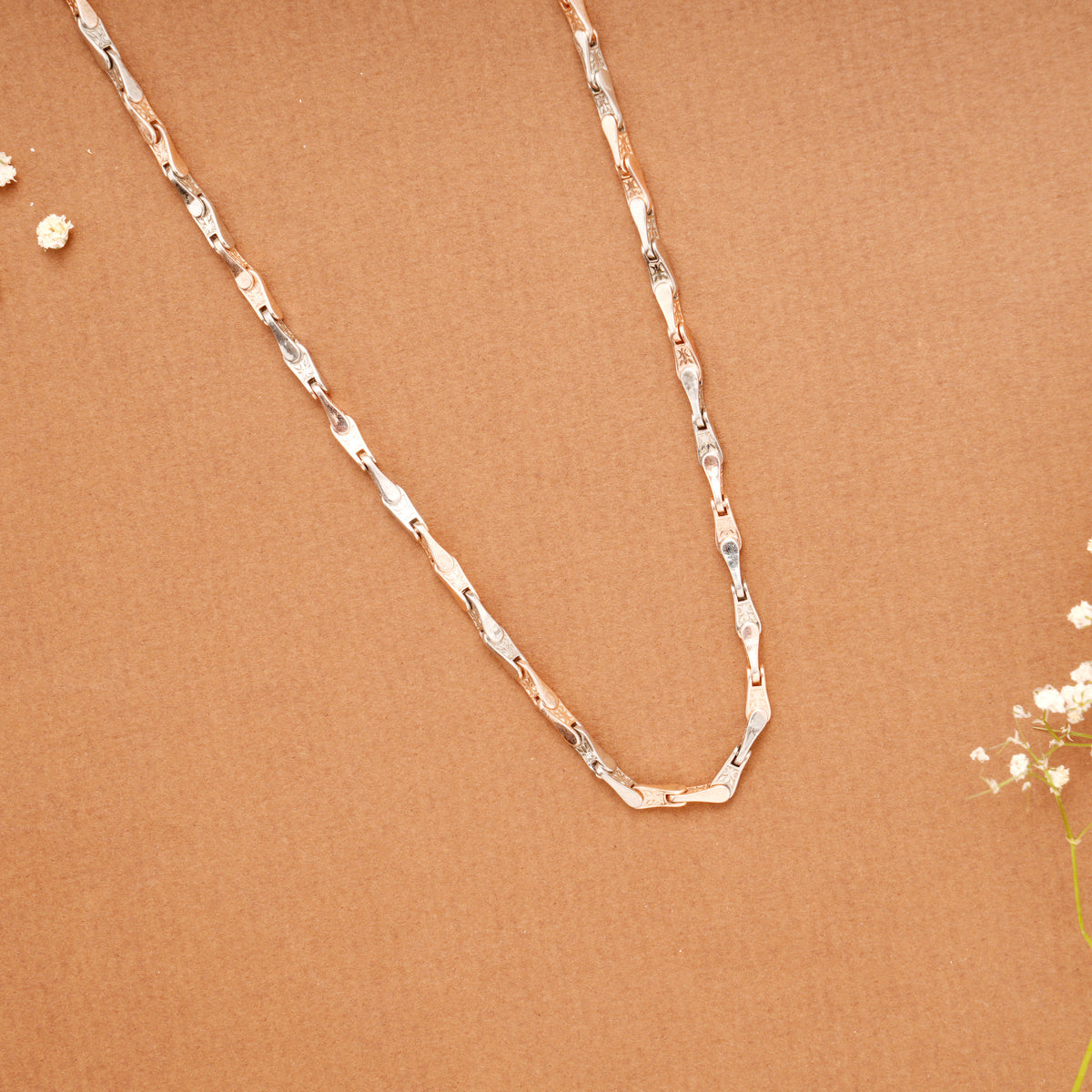 Ethnic Double Tone Link Silver Men’s Chain