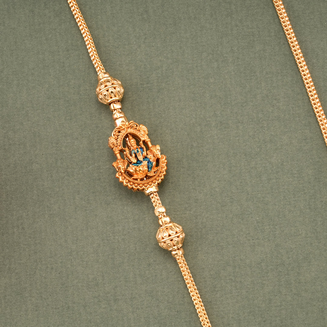 Floral Shape Golden Lakshmi Mugappu Chain