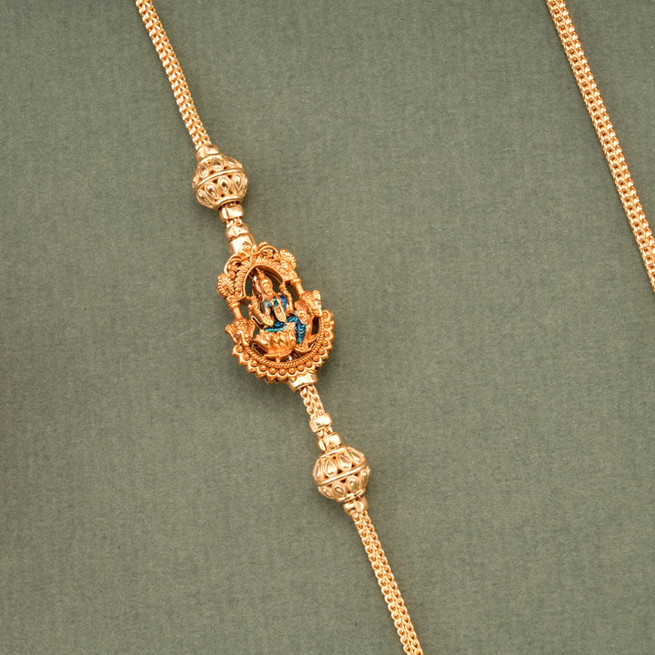 Floral Shape Golden Lakshmi Mugappu Chain