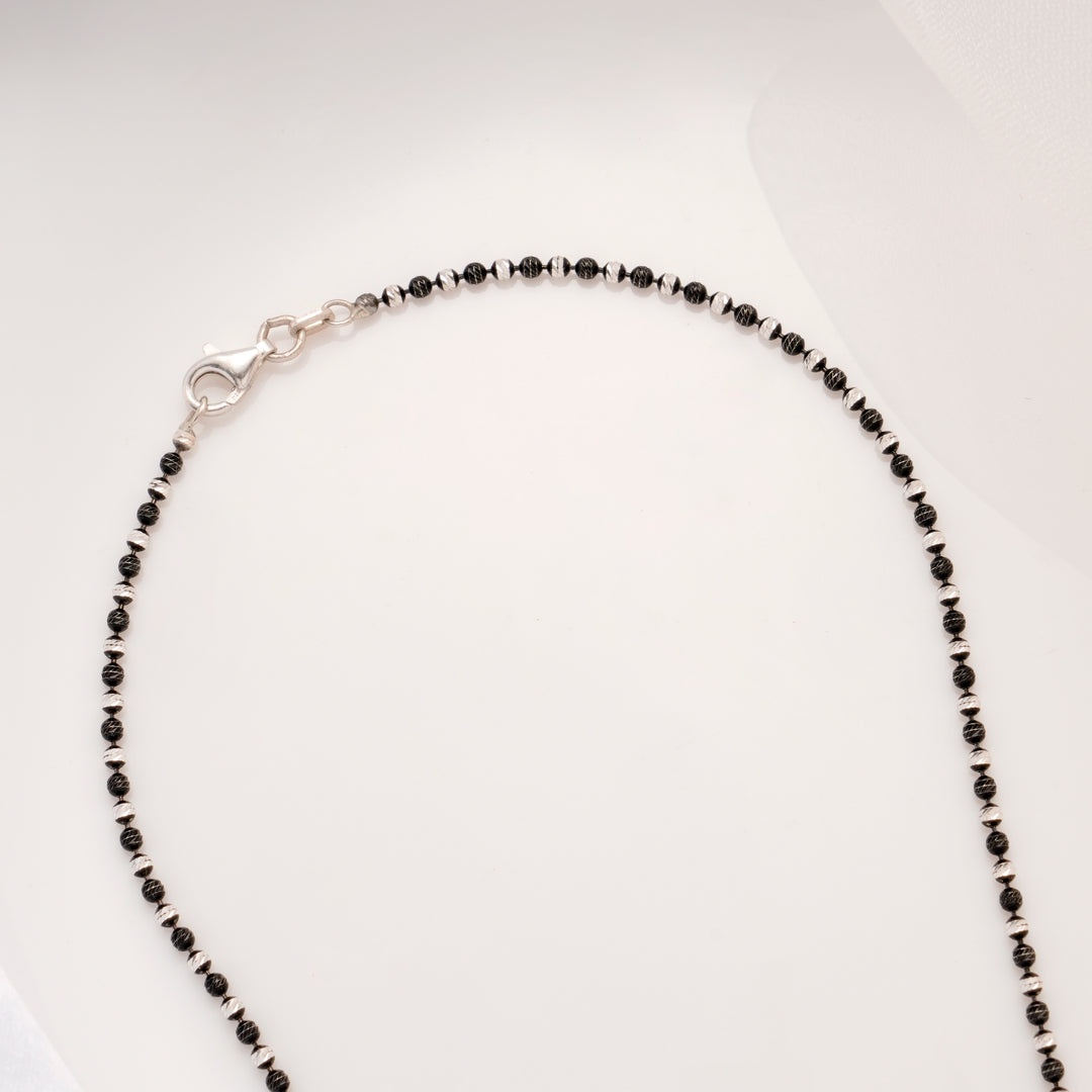 Trendy Black Beads Silver Chain