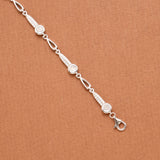 Radiant Leaf Pattern and Stone Silver Bracelet
