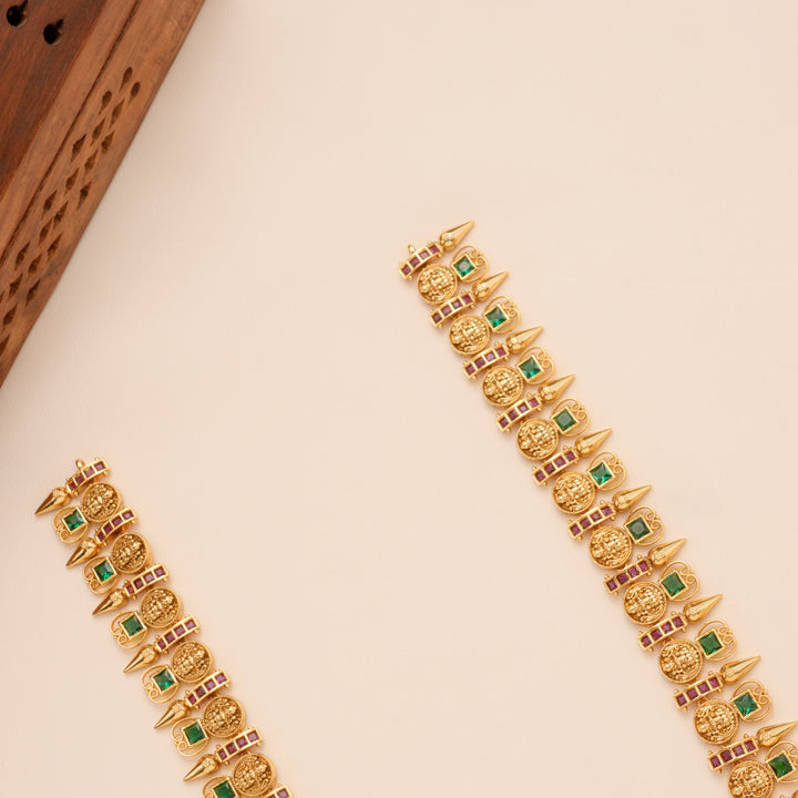 Elegant Emerald with Ruby Stone Golden Kasumalai