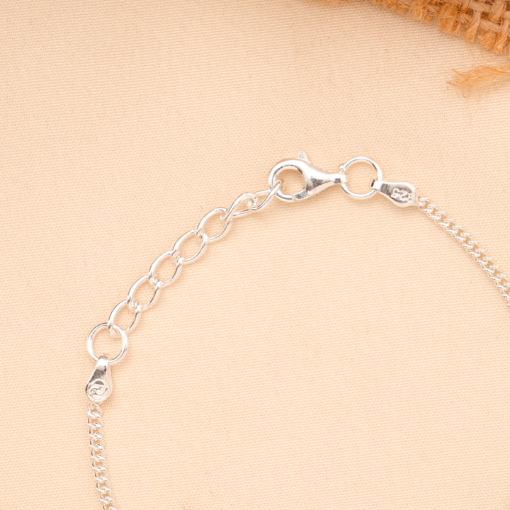 Blue Cat Face Enamel Baby Silver Bracelet
