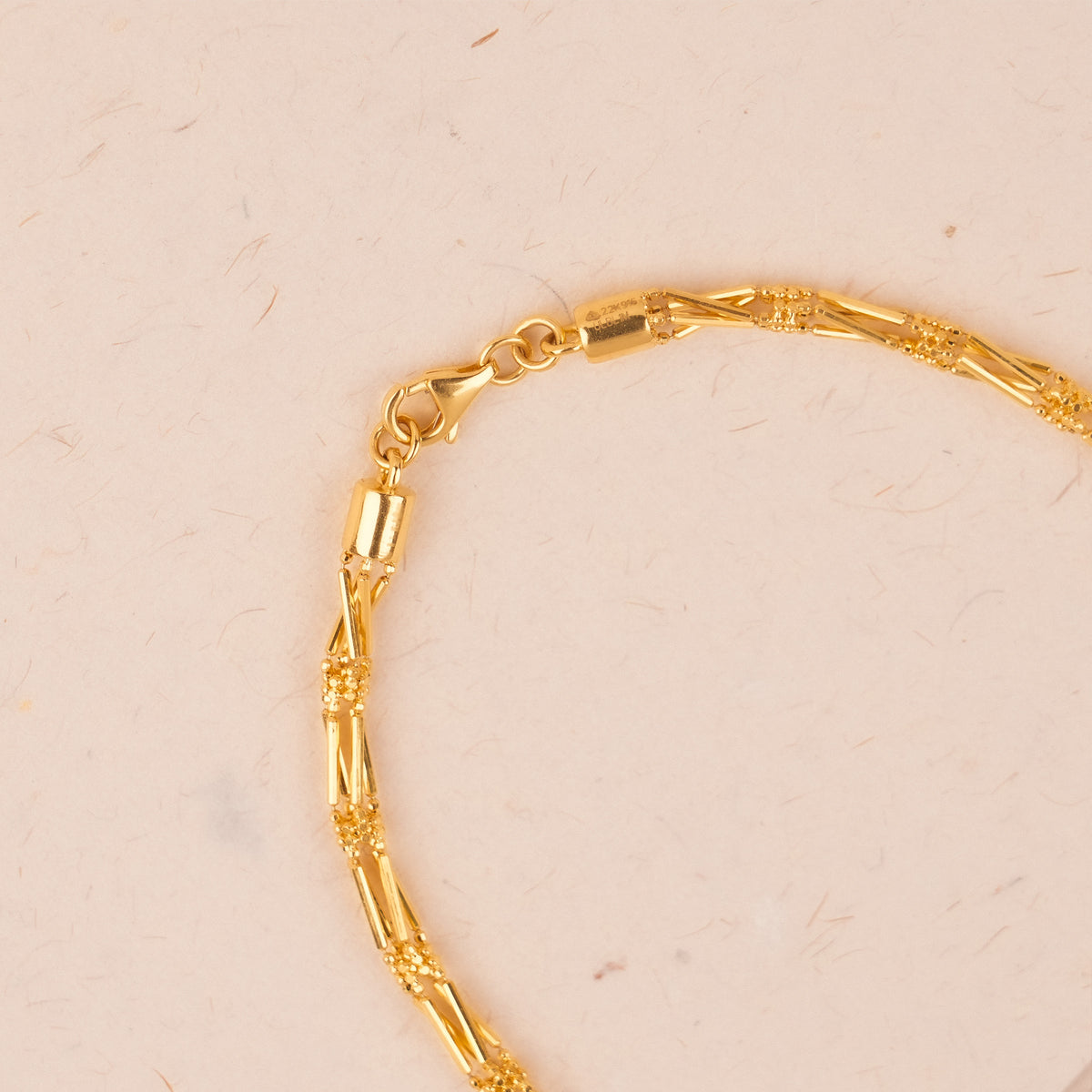 Gold Double Strand Bar Link Chain with Tassel Drop