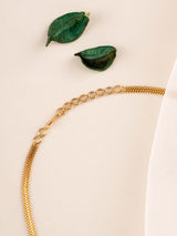 V shape Emerald And white Stone Gold Necklace