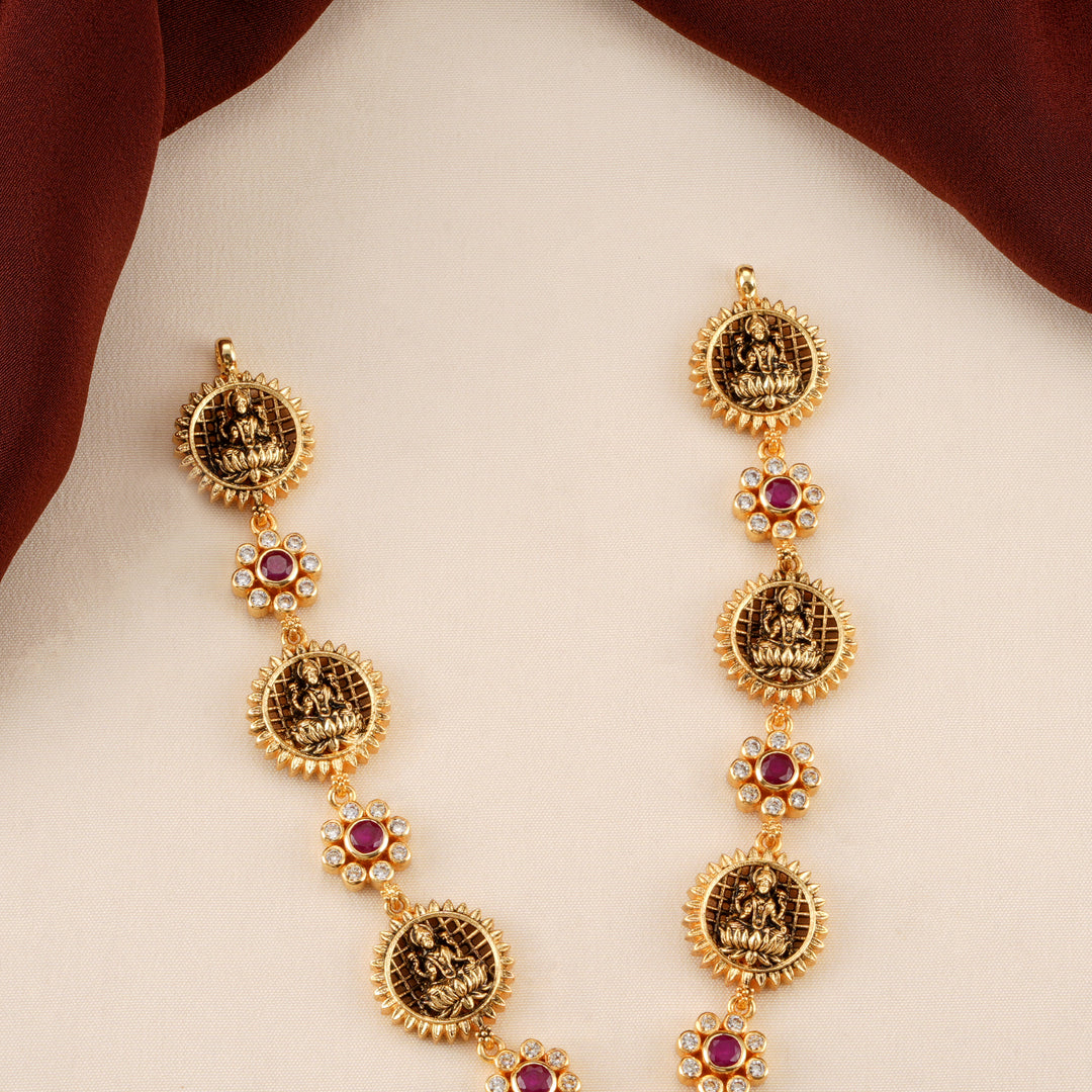 Antique Circle Lakshmi Pendant Necklace
