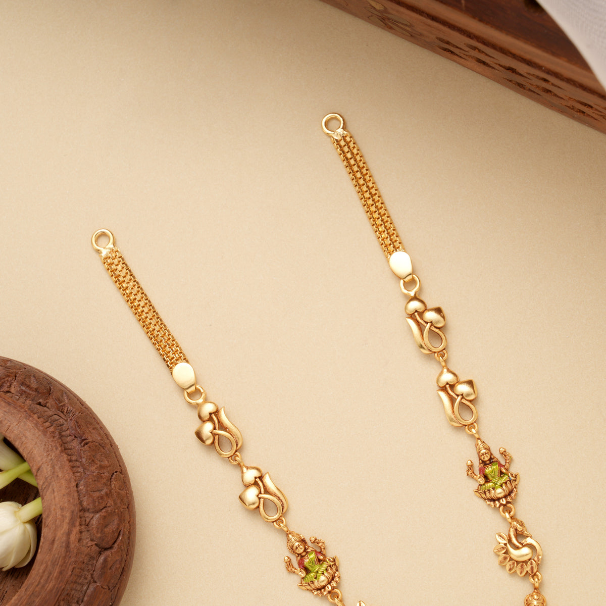 Royal Enamel Lakshmi Tear Drop Golden Necklace