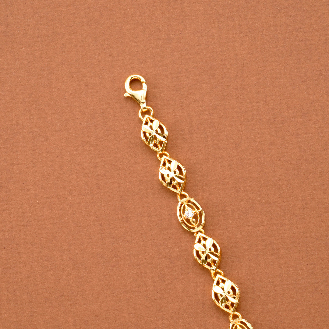 Classic Floral Emerald Gold Plated Bracelet