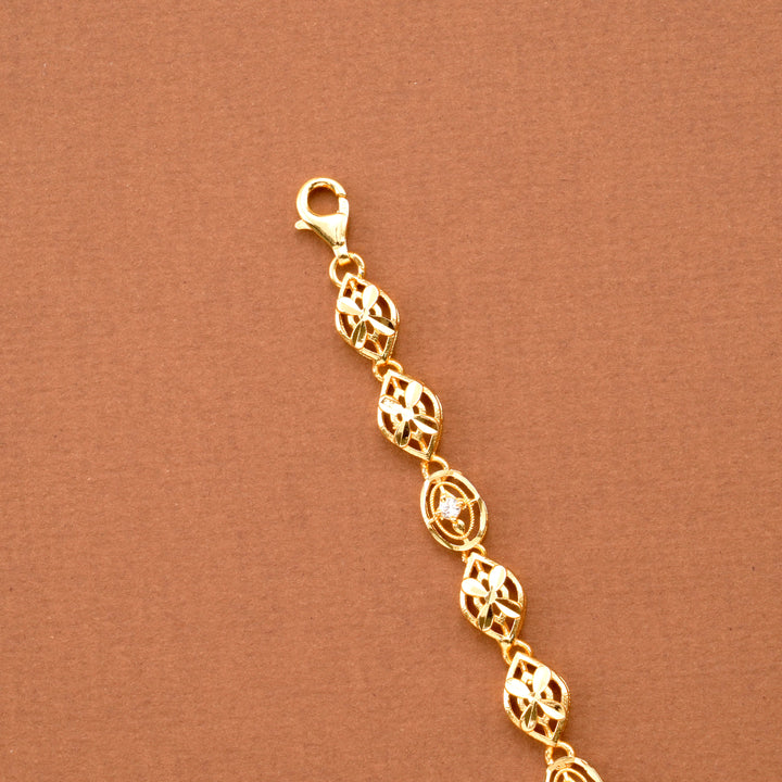 Classic Floral Emerald Gold Plated Bracelet