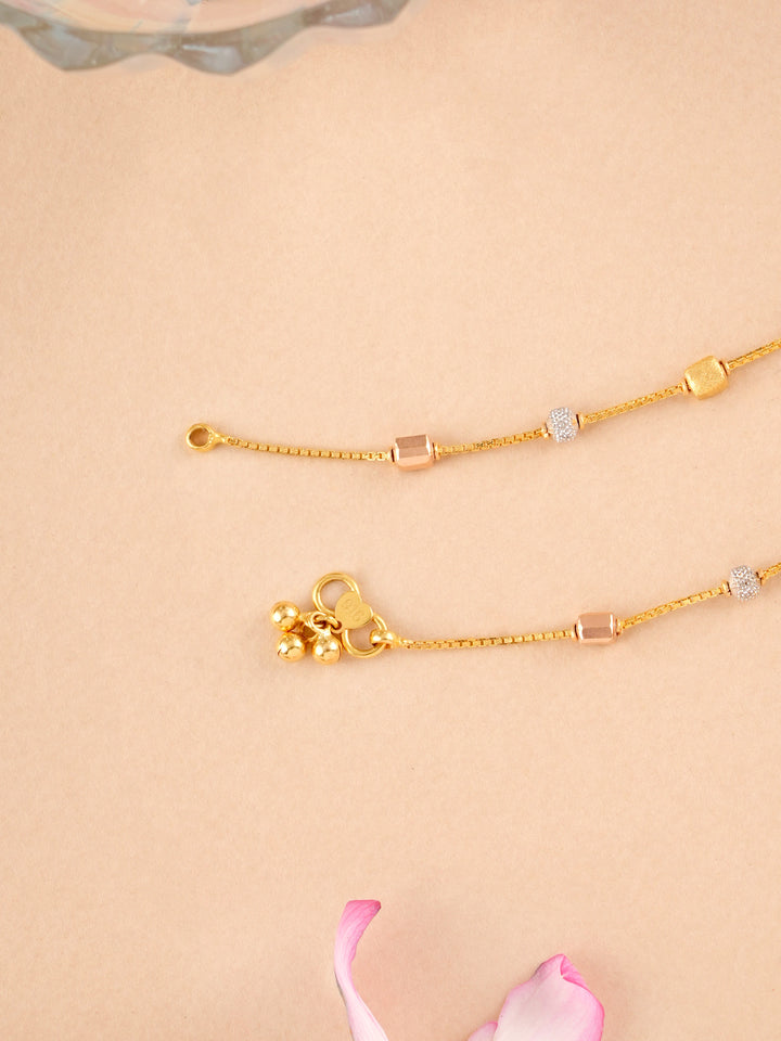 Tri-Toned Beads Gold Anklet for Kids