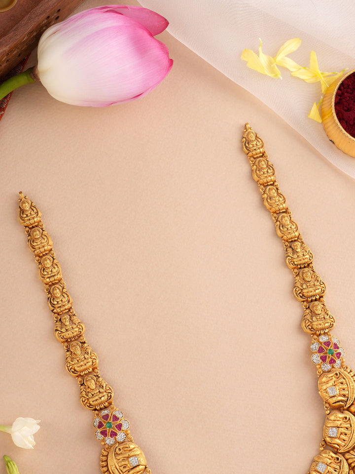 Lakshmi Pendant with Elephant Gold Haram