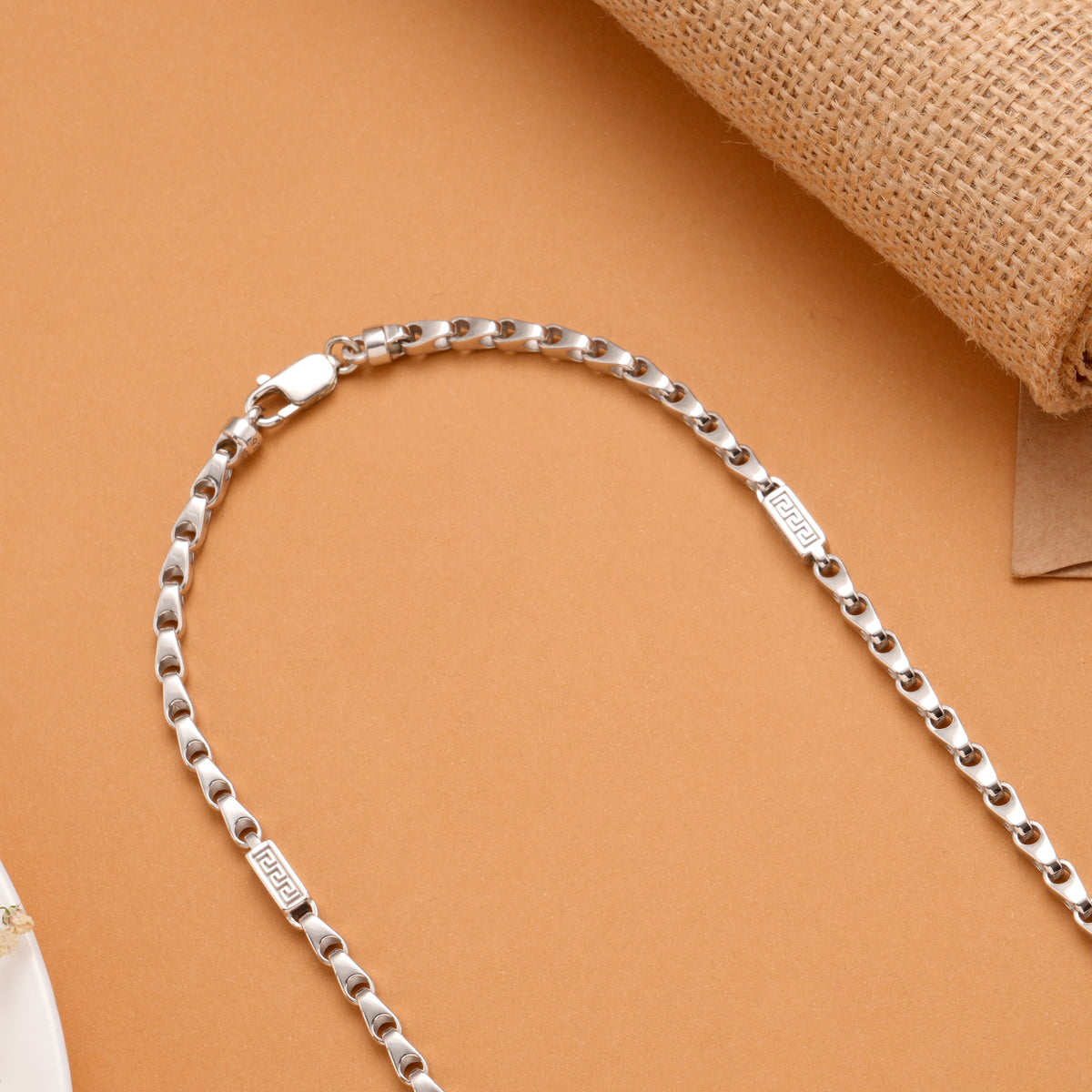 Ethnic Bold Nawabi Style Men’s Silver Chain