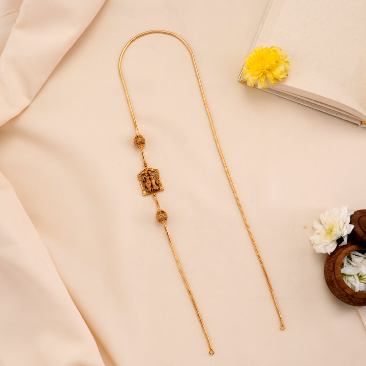 Antique Radha Krishna Silver Mugappu Chain