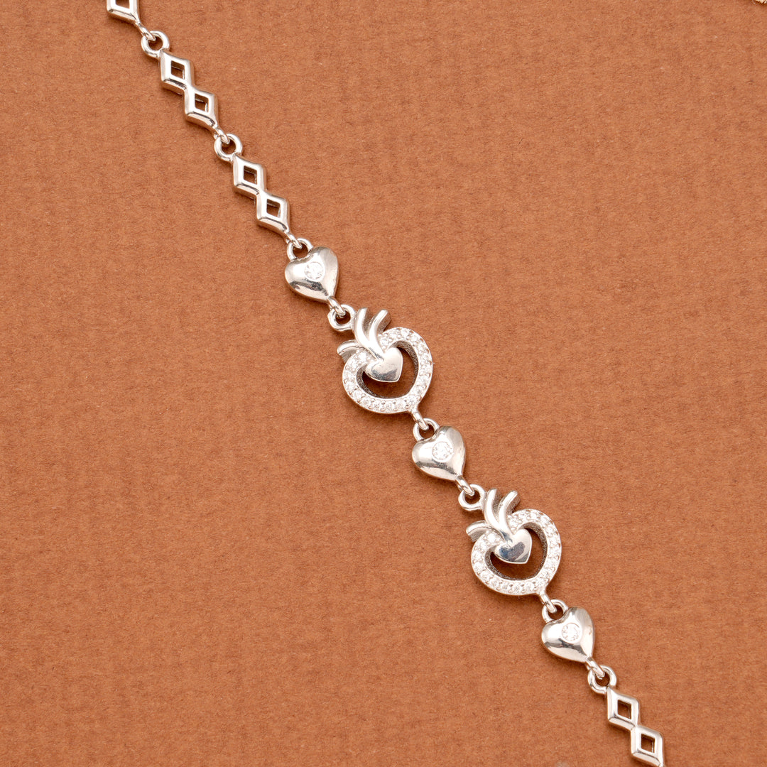 Dual Tone Heart Silver Women Bracelet