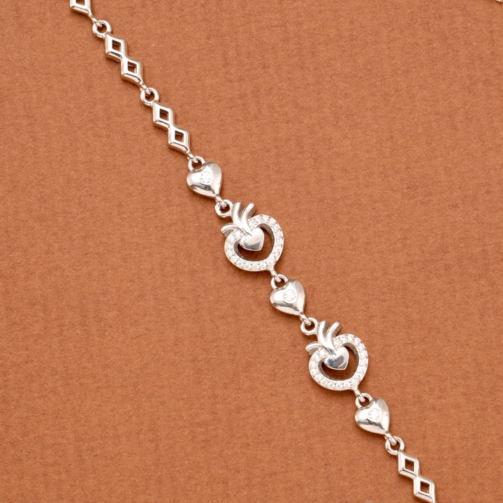 Dual Tone Heart Silver Women Bracelet