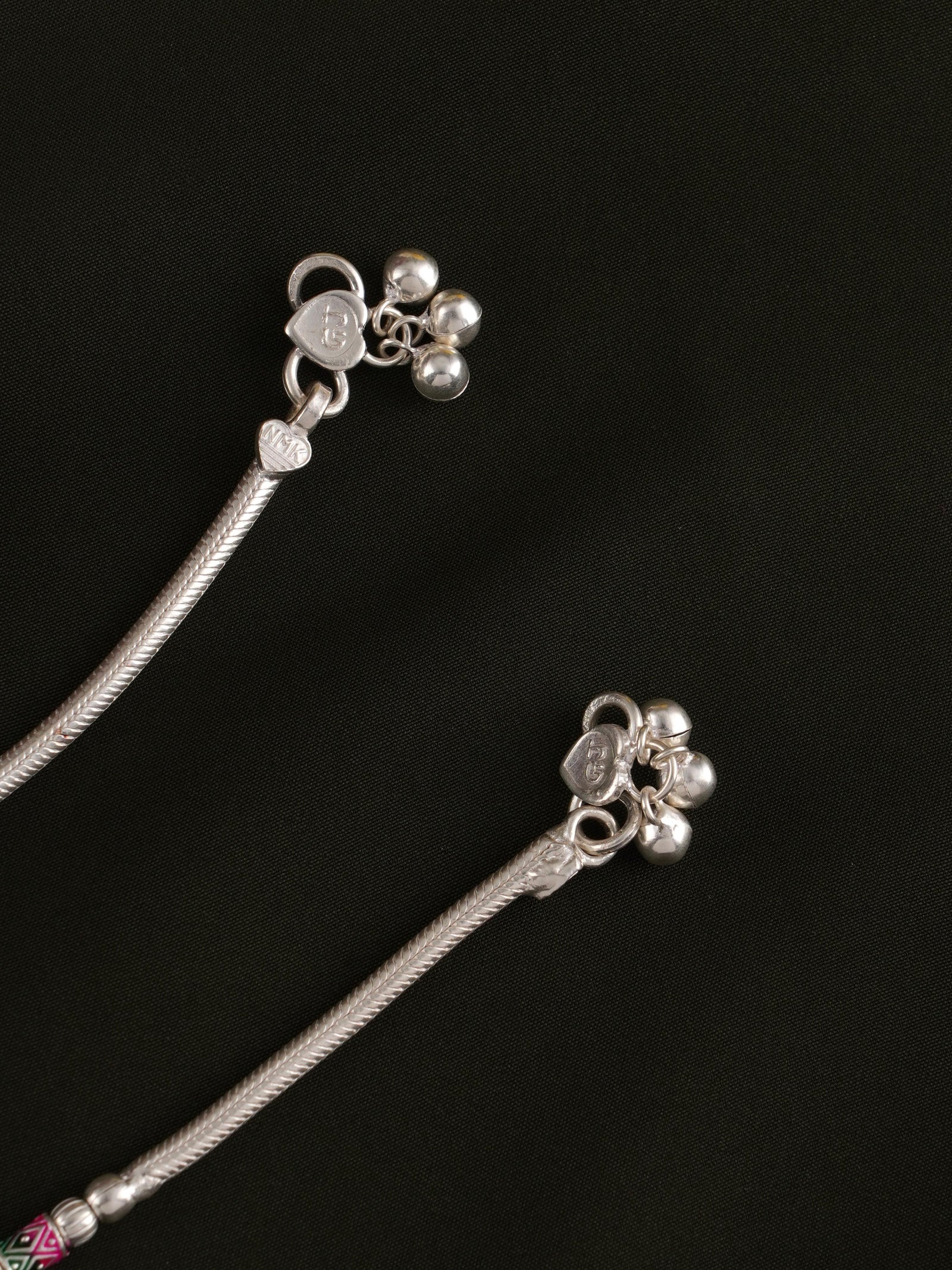 Traditional Luminous Silver Beads Anklet