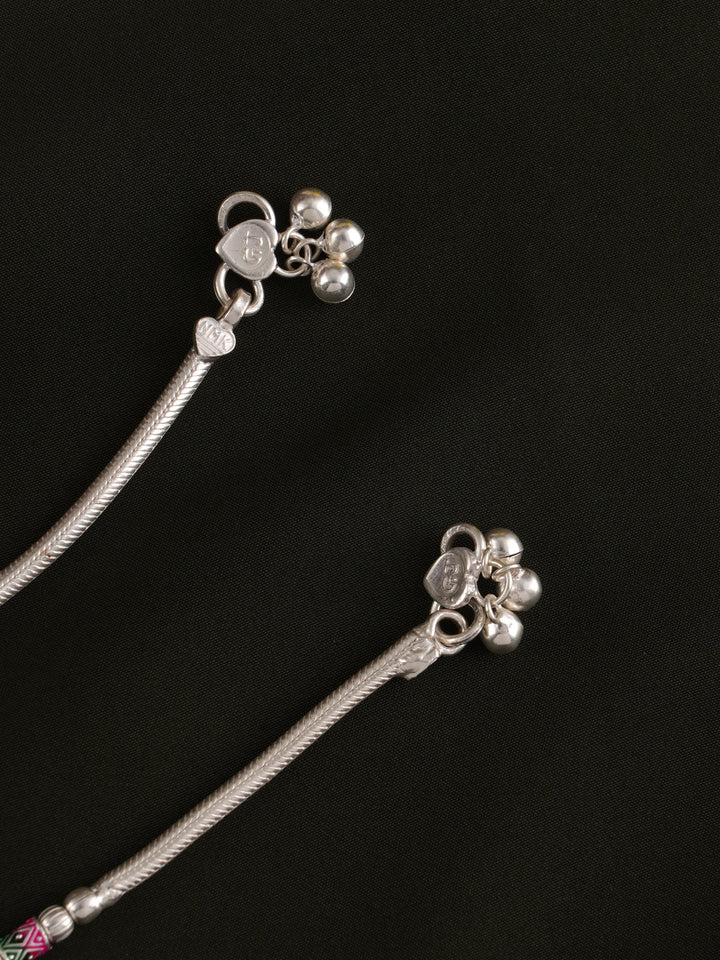Traditional Luminous Silver Beads Anklet