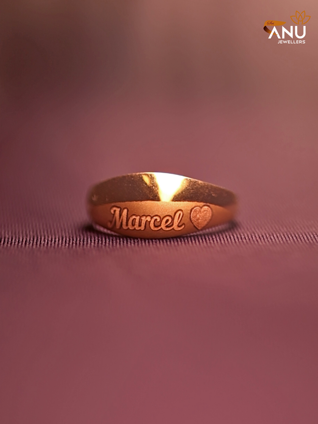 Customised Name with Heart Gold Ring