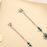 Royal Green Oval Chain Silver Anklet