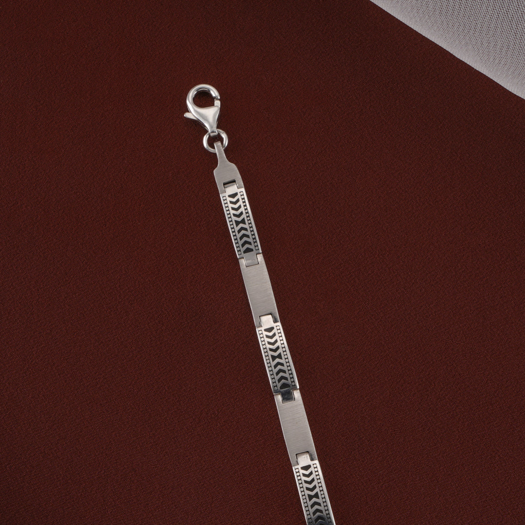 Maze Link Design Silver Bracelet