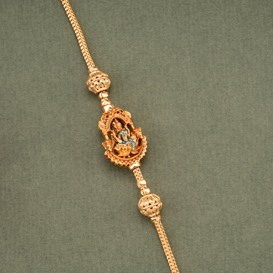 Floral Shape Golden Lakshmi Mugappu Chain