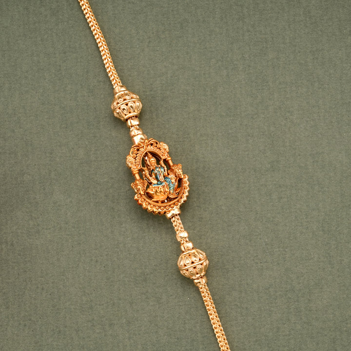Floral Shape Golden Lakshmi Mugappu Chain