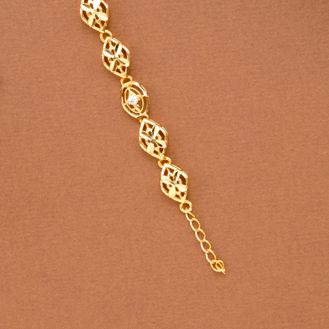 Classic Floral Emerald Gold Plated Bracelet