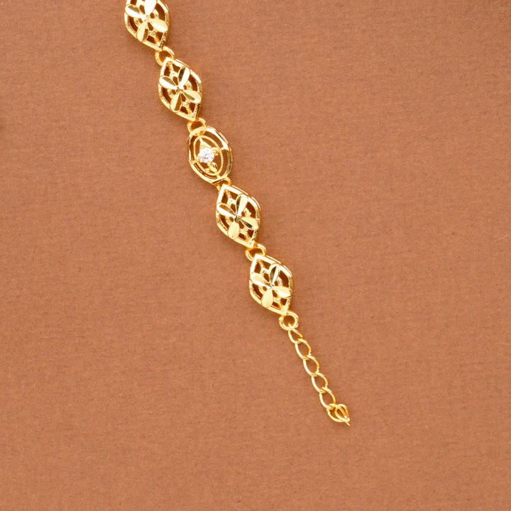 Classic Floral Emerald Gold Plated Bracelet