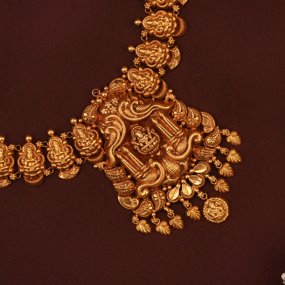 Divine Lakshmi Temple with Gold Drop Haram