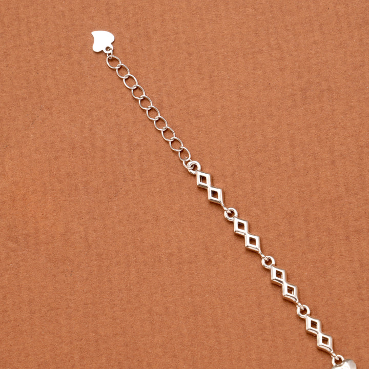 Dual Tone Heart Silver Women Bracelet