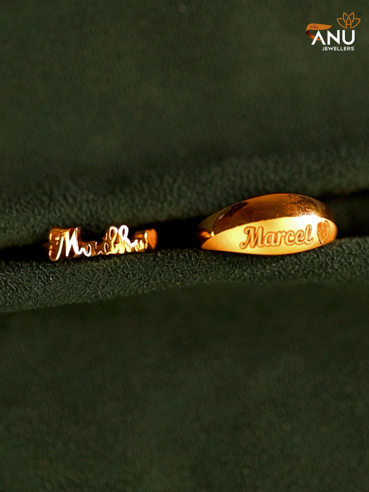 Customised Name with Heart Gold Ring