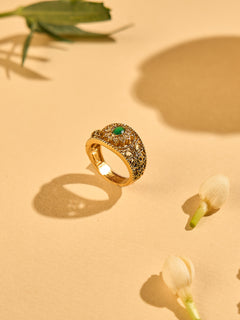 Emerald Stone Kundan Ring