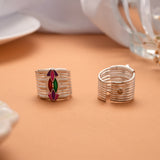 Grateful Colourful Enamel Design Silver Toe Ring