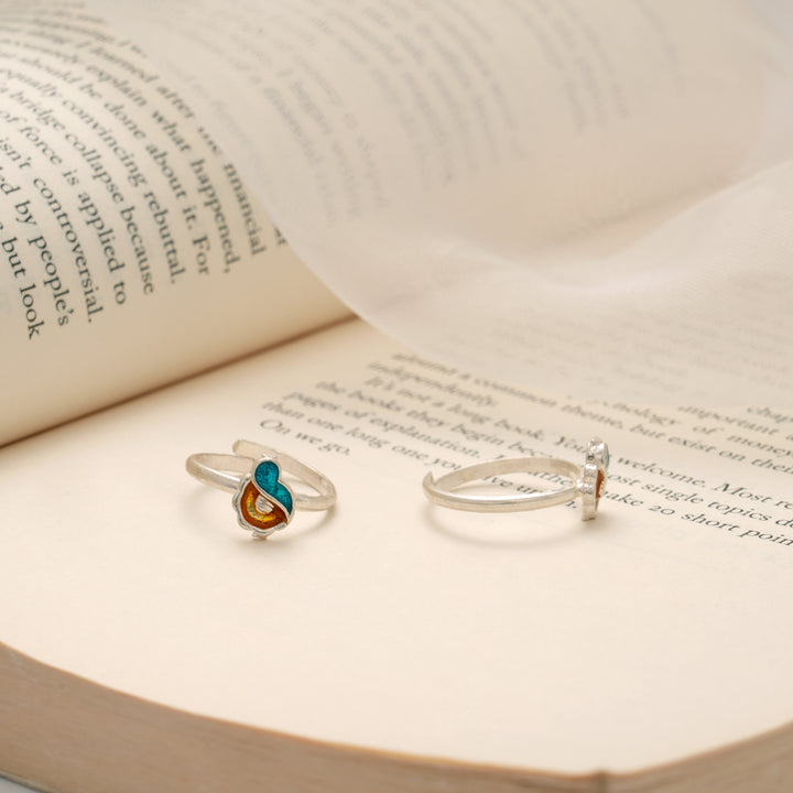 Vibrant Teardrop Enamel Silver Toe Ring