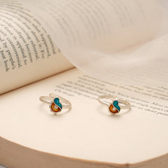 Vibrant Teardrop Enamel Silver Toe Ring